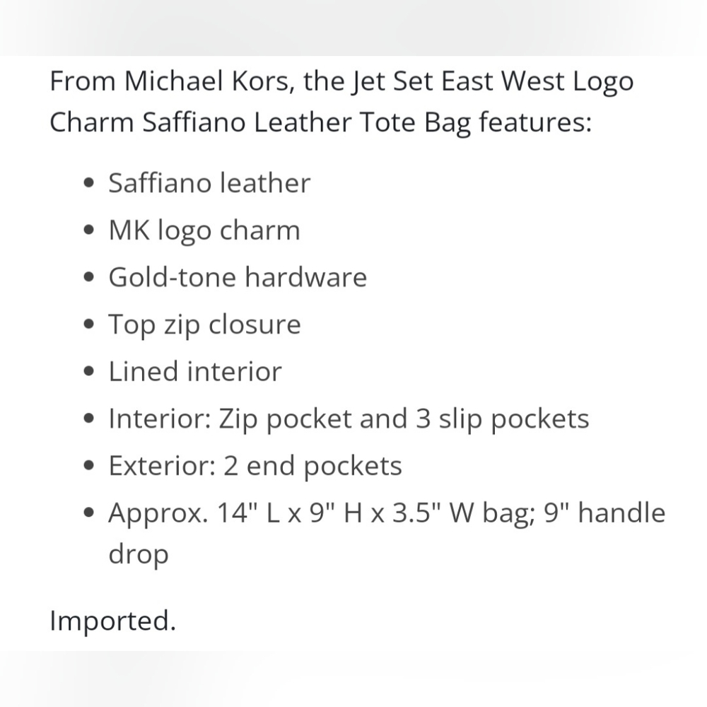 NWOT MICHAEL KORS Jet Set East West Tote - Picture 3 of 11